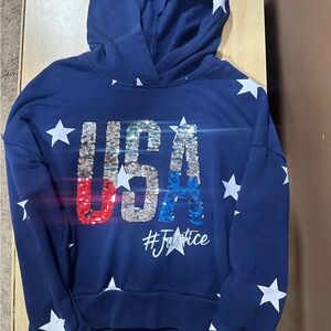 Justice - Blue Star Sequin 'USA' Hoodie